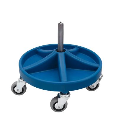 Work Stool with seat in PU foam, footrest with 5 compartments, 5xØ75 wheels and height 310-390 mm (BLUE)